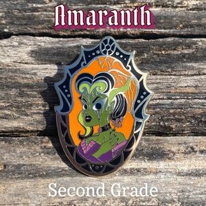 🌙 Gothic Ladies of Crescent Manor Spider Amaranth Halloween Enamel Pin